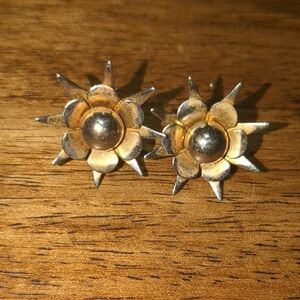 Silver Tone Gold Tone Vintage Star Earrings